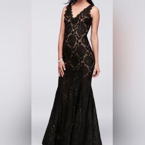 Black Lace Prom Dress Betsy and Adam Maxi Mermaid Gown